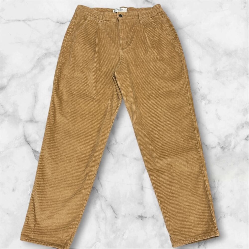 Hollister Jeans Women's Tan Brown Ultra High-Rise Corduroy Pants Size 31 Tapered